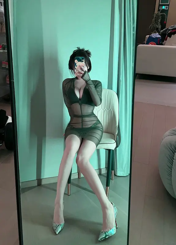 奔跑的晶骡儿-微密圈系列 绿色透视装 - 奔跑的晶骡儿